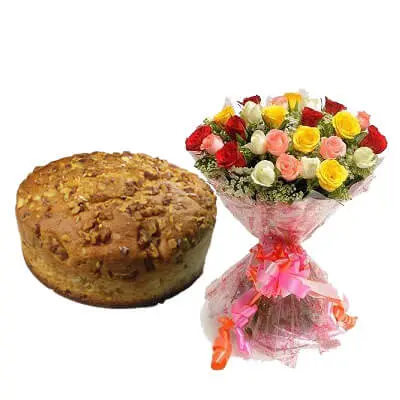 Walnut Dry Cake with Mix Bouquet