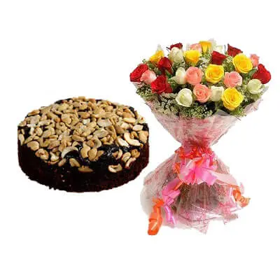 Special Christmas Plum Cake with Mix Bouquet