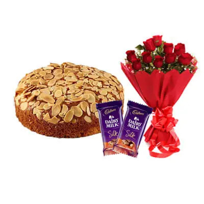 Almonds Dry Cake with Bouquet and Silk