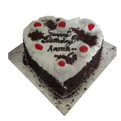 Happy Birthday Black Forest Heart Shape Cake