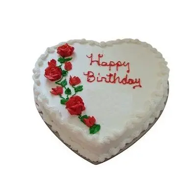 Happy Birthday Heart Shape Strawberry Cake