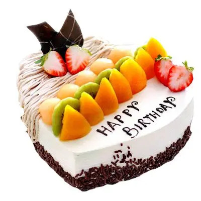 Happy Birthday Heart Shape Fruit Cake