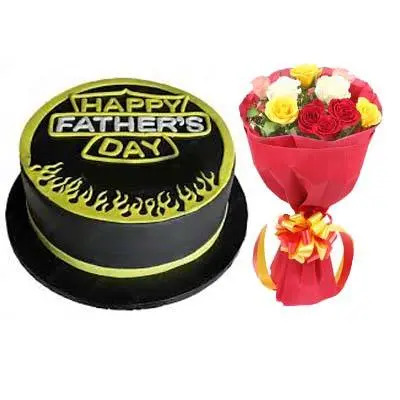 Delicious Father's Day Cake with Bouquet