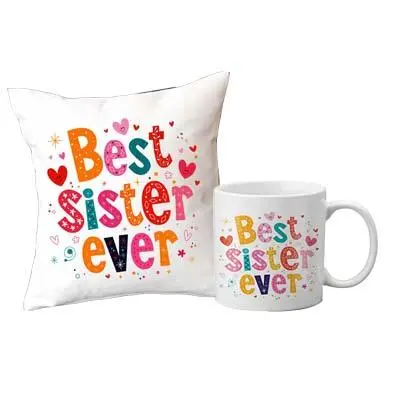 Best Sister Ever Cushion & Mug