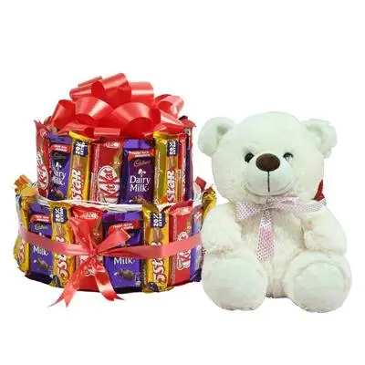 Mix Cadbury Kitkat Chocolate Bouquet with Teddy