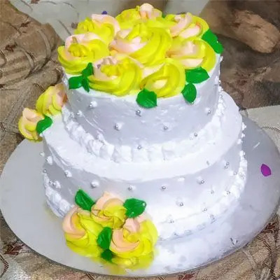 2 Tier Eggless Pineapple Anniversary Cake