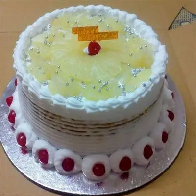 Eggless Pineapple  Birthday Cake