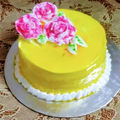 Eggless Pineapple Flower Cake