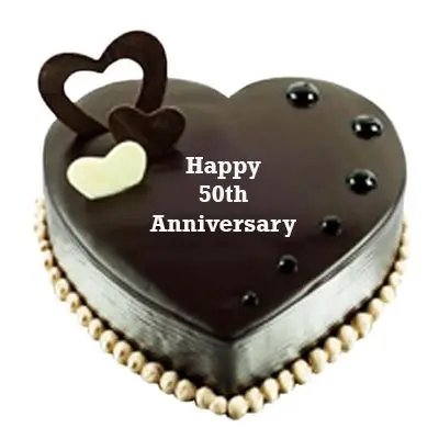 50th Anniversary Special Heart Shape Chocolate Cake