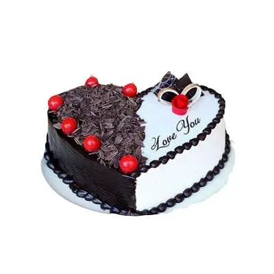 Heart Shape Black Forest & Vanilla Cake