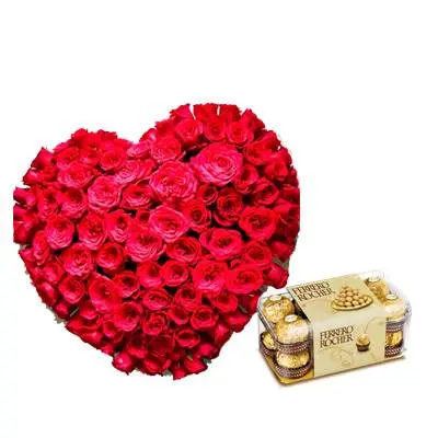 Exclusive Heart Shape Bouquet with Ferrero