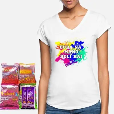 Holi Printed T-shirt with Color & Silk