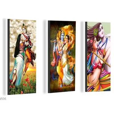 Krishna Radha Multicolor Trendy Wall Posters