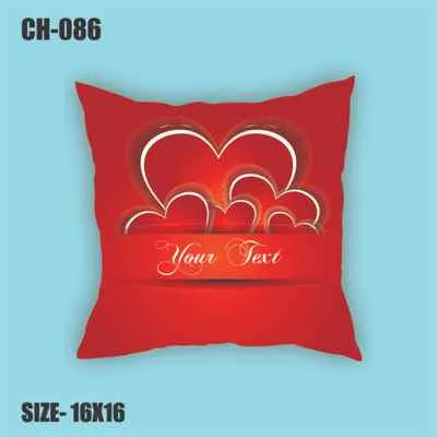 Heart Printed Red Cushion