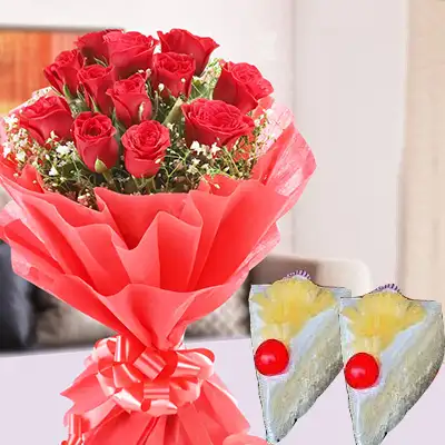 Roses Basket with Pineapple Pastry