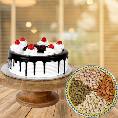 Dry Fruits with Black Forest Cake
