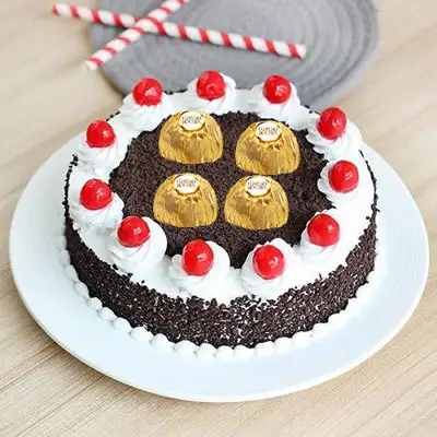 Eggless Black Forest Ferrero Rocher Cake