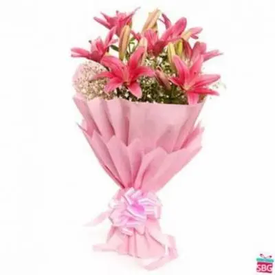 Pink Lily Flower Bouquet