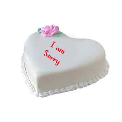I Am Sorry Heart Shape Vanilla Cake