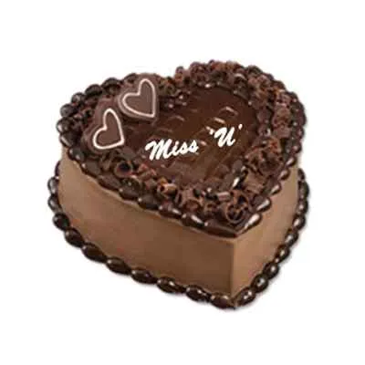 Miss You Heart Shape Chocolate Cake