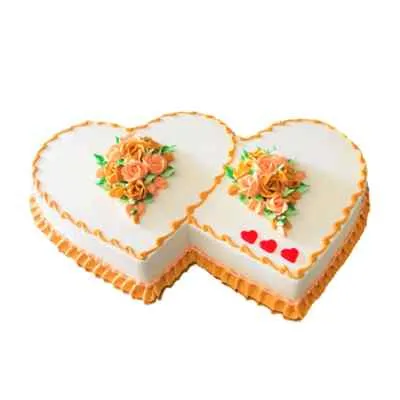 Double Heart Butterscotch Cake