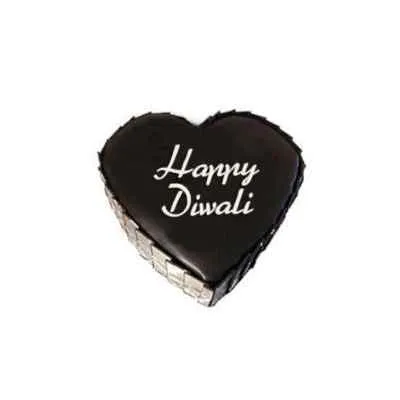 Happy Diwali Heart Shape Truffle Cake