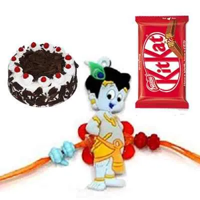 Cartoon Rakhi with Cake & Kit Kat