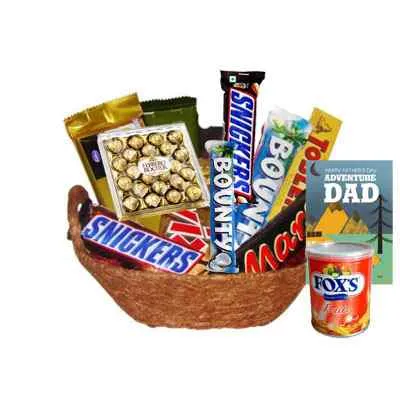 Basket of Imported Chocolates With Fathers Day Card