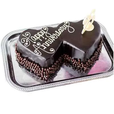 Double Heart Chocolate Anniversary Cake