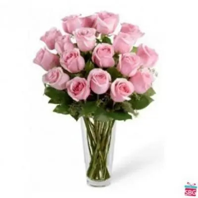 Pink Roses Flowers Vase