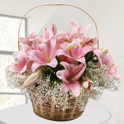 Pink Lilies basket