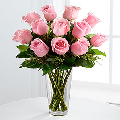 Pink Roses Flowers Vase