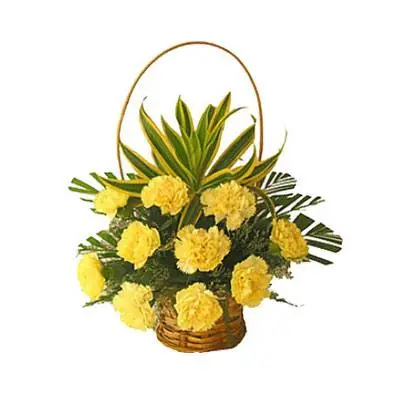 Yellow Carnation Basket