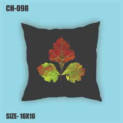 Black Cushion with Leaf Design