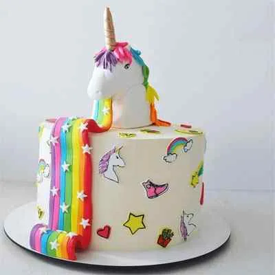 Luscious Rainbow Unicorn Cake