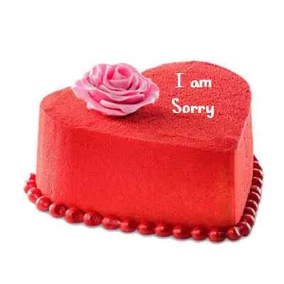 I am Sorry Red Velvet Heart Cake