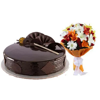 Chocolate Cake with Flowers
