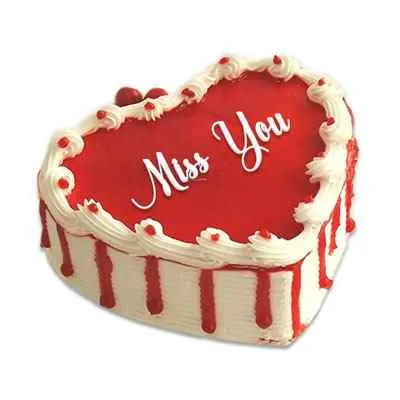 Miss You Heart Shape Butterscotch Cake