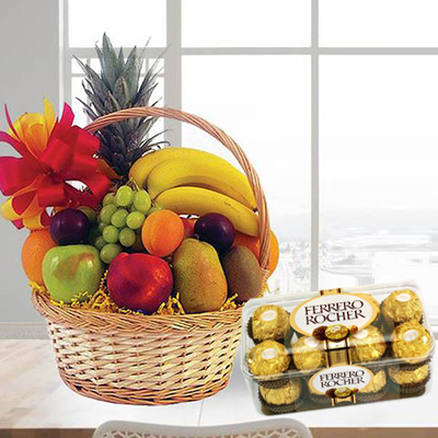 Fresh Fruits Basket With Ferrero Rocher