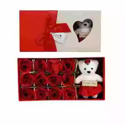 Red Roses with Teddy Bear